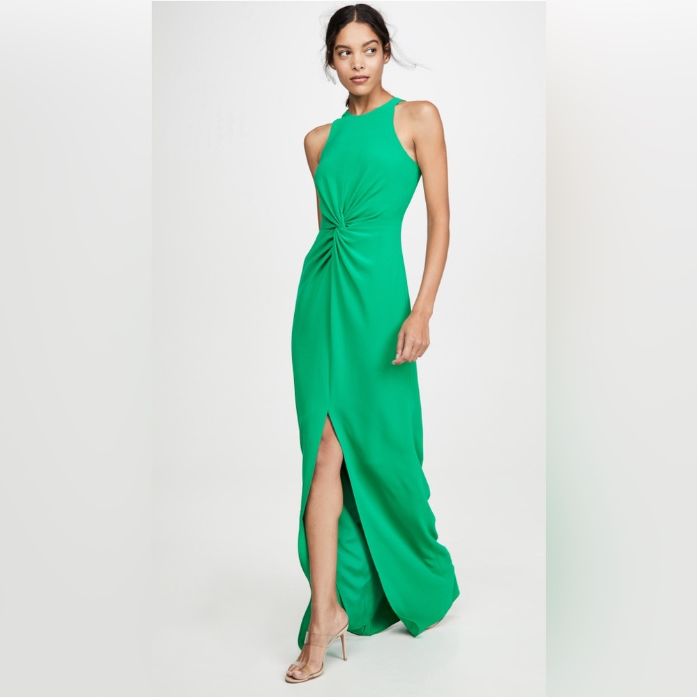 Halston Twist Drape Detail Crepe Gown
